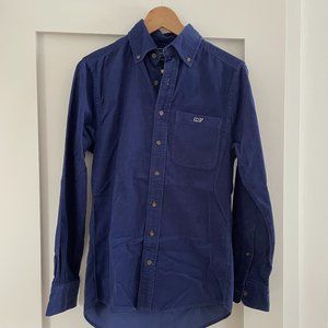 Vineyard Vines Slim Fit Tucker Shirt Blue Corduroy Size XS